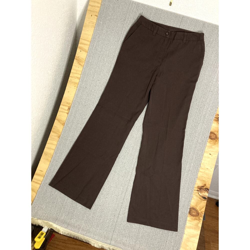 Vtg Oscar De La Renta Career Dress Slacks Womens 28X32‎ Brown Flare Work Office - Picture 2 of 13